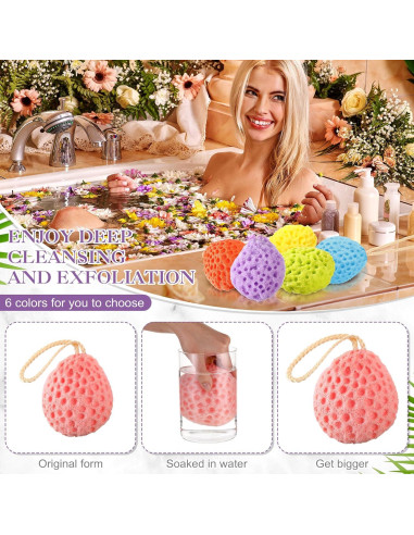 Paquete de 6 Esponjas de Baño Exfoliantes FoldTier 10x8 cm