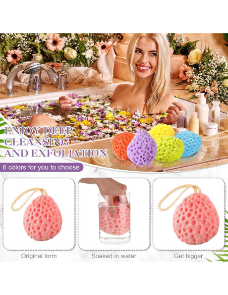 Paquete de 6 Esponjas de Baño Exfoliantes FoldTier 10x8 cm