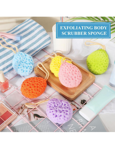 Paquete de 6 Esponjas de Baño Exfoliantes FoldTier 10x8 cm