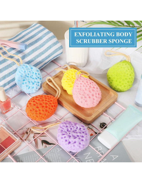 Paquete de 6 Esponjas de Baño Exfoliantes FoldTier 10x8 cm