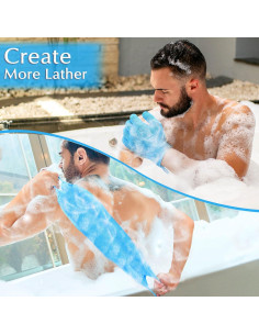 Conjunto Exfoliante Corporal Anezus - Guantes y Toalla Azul 2