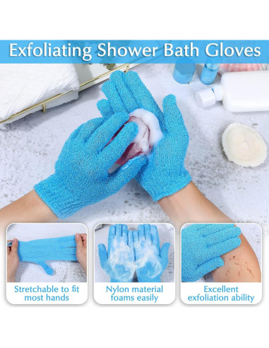 Conjunto Exfoliante Corporal Anezus - Guantes y Toalla Azul
