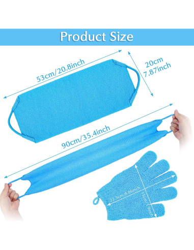 Conjunto Exfoliante Corporal Anezus - Guantes y Toalla Azul