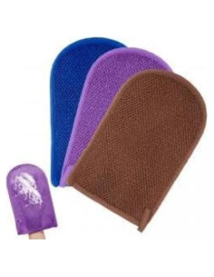 Paquete de 3 Guantes Exfoliantes ReignSword - Azul, Púrpura, Marrón