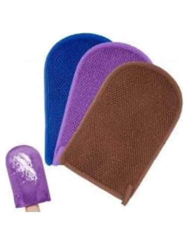 Paquete de 3 Guantes Exfoliantes ReignSword - Azul, Púrpura, Marrón