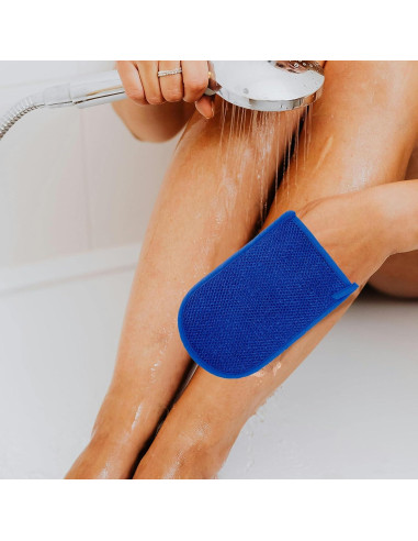 Paquete de 3 Guantes Exfoliantes ReignSword - Azul, Púrpura, Marrón