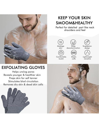 Guantes Exfoliantes Yiclick 12 Pares para Baño Ducha
