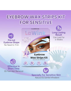 Cintas de Cera Facial LaWink para Cejas Sensibles 32 Unidades 2