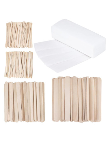Kit de Cera FHDUSRYO 400 Pcs Tiras y Palitos Madera