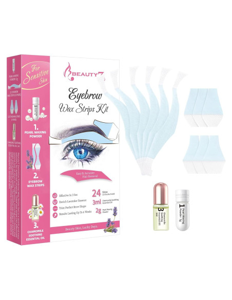 Kit de Ceras para Cejas Beauty7 - 24 Ceras Piel Sensible