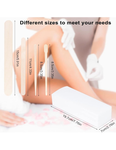 Kit de Cera FHDUSRYO 400 Pcs Tiras y Palitos Madera