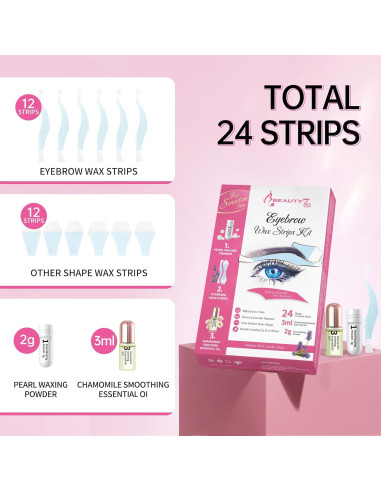 Kit de Ceras para Cejas Beauty7 - 24 Ceras Piel Sensible