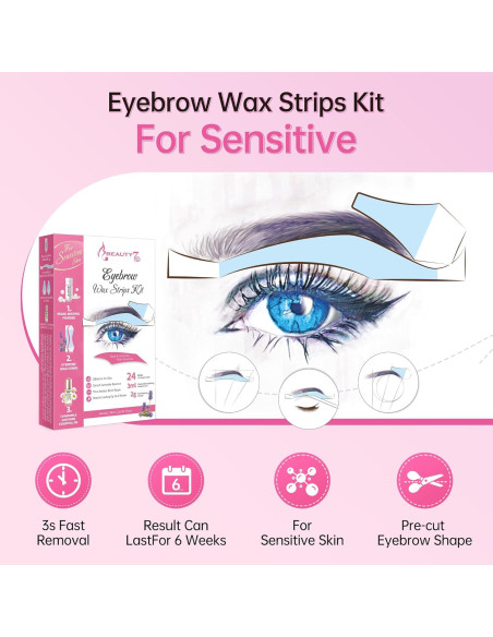 Kit de Ceras para Cejas Beauty7 - 24 Ceras Piel Sensible