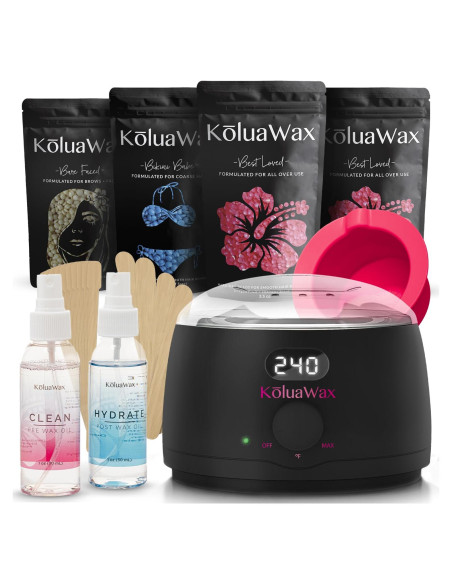 Kit de Cera KoluaWax para Mujeres - Calentador Digital y Accesorios