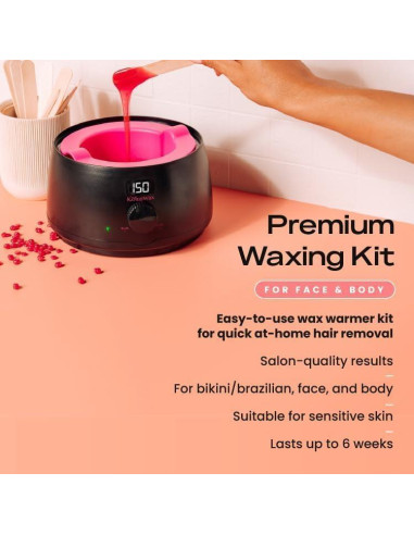 Kit de Cera KoluaWax para Mujeres - Calentador Digital y Accesorios