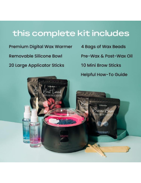 Kit de Cera KoluaWax para Mujeres - Calentador Digital y Accesorios