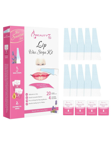Cintas de Cera Facial Beauty7 para Piel Sensible 20 pcs