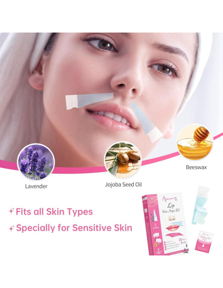 Cintas de Cera Facial Beauty7 para Piel Sensible 20 pcs