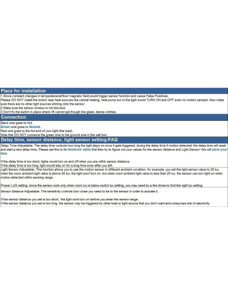 Interruptor de Luz con Sensor de Movimiento Sensky BS033C 180