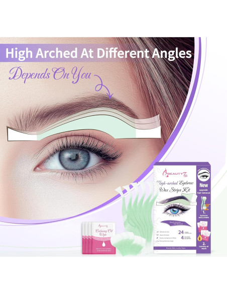 Beauty7 Cera para Cejas en Tiras - 24 Piezas + Toallitas