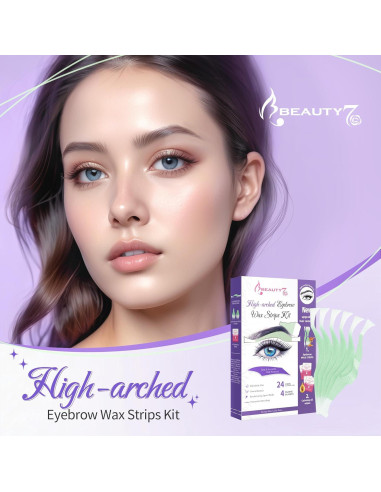 Beauty7 Cera para Cejas en Tiras - 24 Piezas + Toallitas