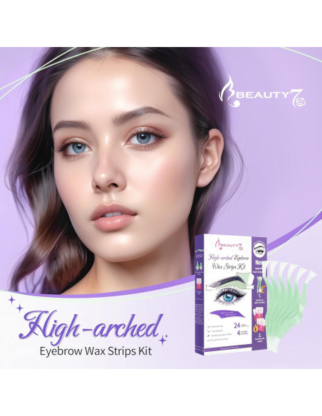 Beauty7 Cera para Cejas en Tiras - 24 Piezas + Toallitas