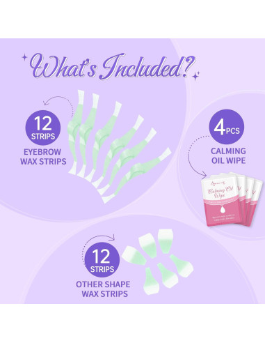 Beauty7 Cera para Cejas en Tiras - 24 Piezas + Toallitas