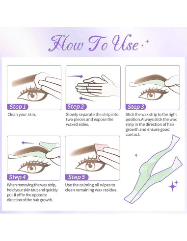 Beauty7 Cera para Cejas en Tiras - 24 Piezas + Toallitas