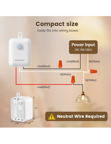 Kit Interruptor Luz Inalámbrico SURAIELEC 15A 30.48m RF