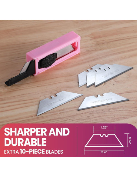 Cuchillo Utilitario Plegable WORKPRO Rosa con 15 Cuchillas Cuchillo Utilitario Plegable WORKPRO Rosa con 15 Cuchillas