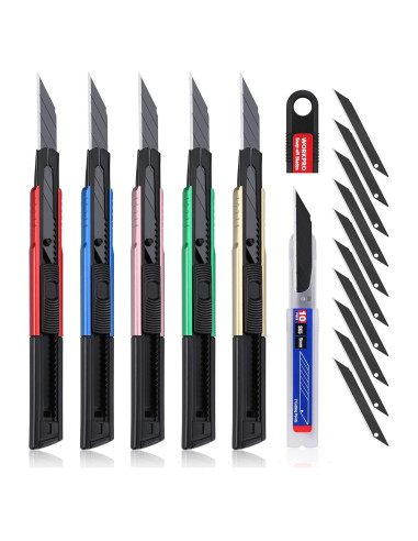 Cuchillo Utility WORKPRO Retráctil con 10 Hojas Extra - Set de 5