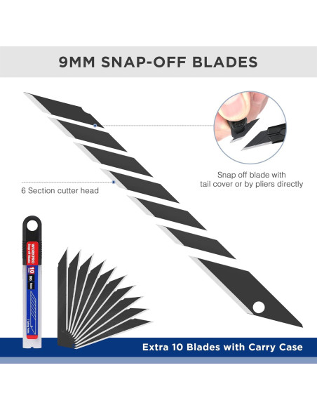 Cuchillo Utility WORKPRO Retráctil con 10 Hojas Extra - Set de 5