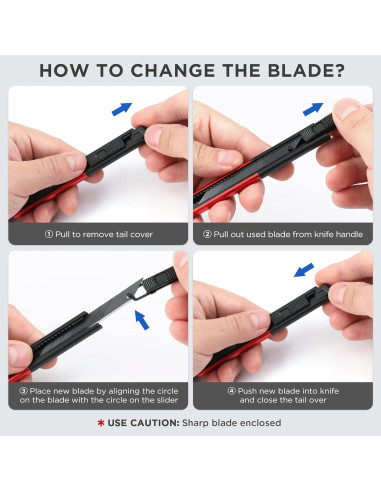 Cuchillo Utility WORKPRO Retráctil con 10 Hojas Extra - Set de 5