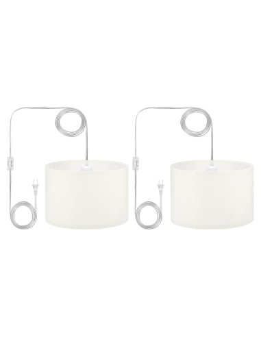 Luz Colgante PATIKIL 2 Piezas Tela Lino 30x20cm Beige