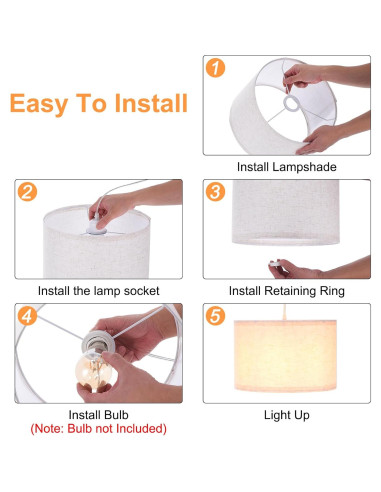 Luz Colgante PATIKIL 2 Piezas Tela Lino 30x20cm Beige