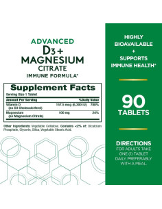 Suplemento Vitamina D3 + Magnesio Nature's Bounty 90 Tabletas 2