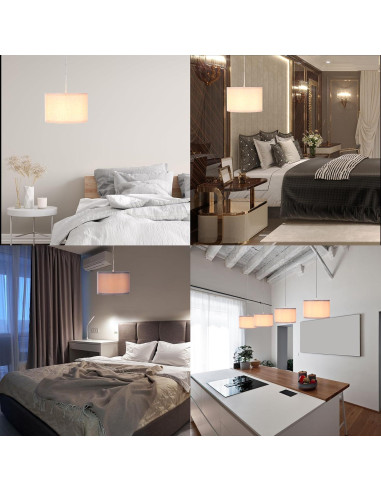 Luz Colgante PATIKIL 2 Piezas Tela Lino 30x20cm Beige