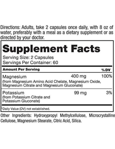 Suplemento Dietético Roex Magnesio y Potasio 120 Cápsulas