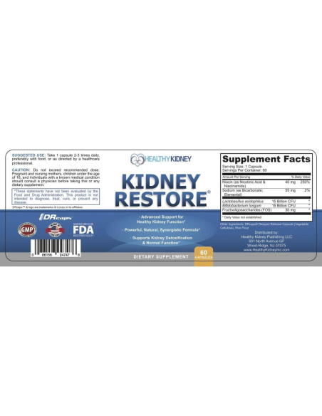 Suplemento Renal Kidney Restore 60 Cápsulas - Salud Renal