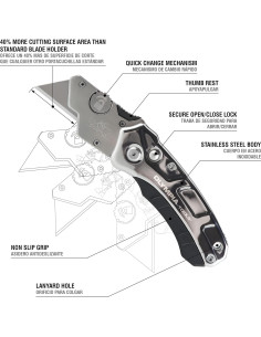 Cuchillo de Utilidad Retráctil Olympia Tools 10.16 cm Acero Inoxidable 2