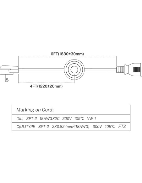 Interruptor de Pie FIRMERST 6 Pies Blanco para Lámparas