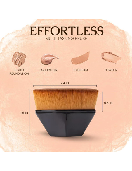 Brocha de Maquillaje Kabuki Soutakamechi - Punta Plana, Cerdas Suaves