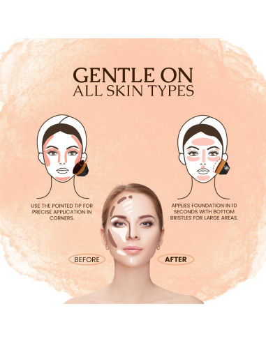 Brocha de Maquillaje Kabuki Soutakamechi - Punta Plana, Cerdas Suaves