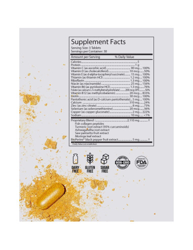 Suplemento Vitaminas para Cabello Piel Uñas Inner Glow 90 Tabletas