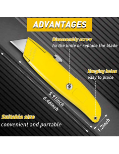 Cuchillos Utilitarios Retráctiles JOYUMY - Paquete de 2 Amarillo 2