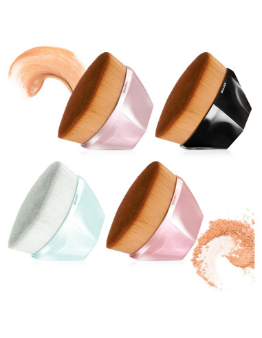 BEAHOT Brocha de Maquillaje Kabuki 4 Piezas con Estuche