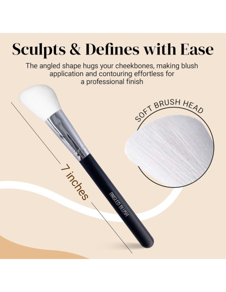 Brocha de Rubor en Ángulo Keshima 18,29x2,11cm - Contorno y Bronceador