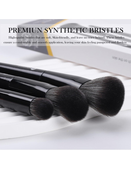 Pinceles de Maquillaje KINGMAS 3 Pcs Veganos Sintéticos