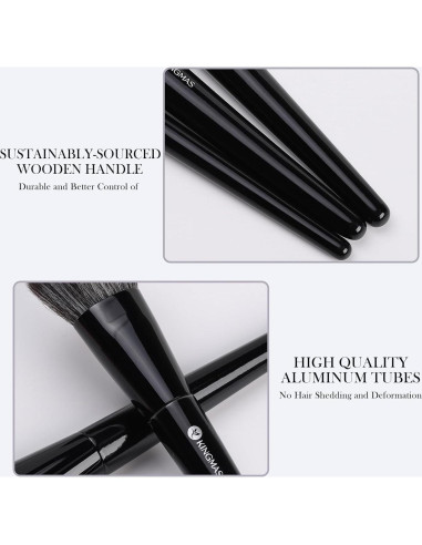Pinceles de Maquillaje KINGMAS 3 Pcs Veganos Sintéticos