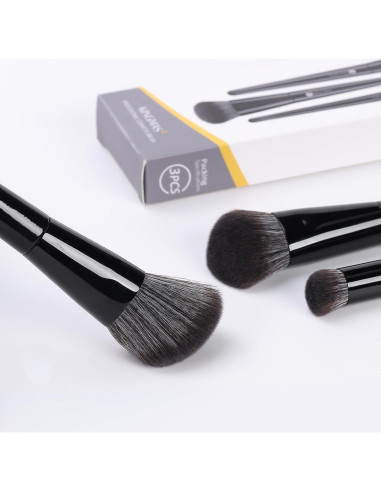 Pinceles de Maquillaje KINGMAS 3 Pcs Veganos Sintéticos